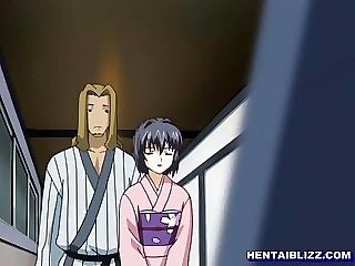 Busty Japanese hentai kimono having hard sex and cumshot